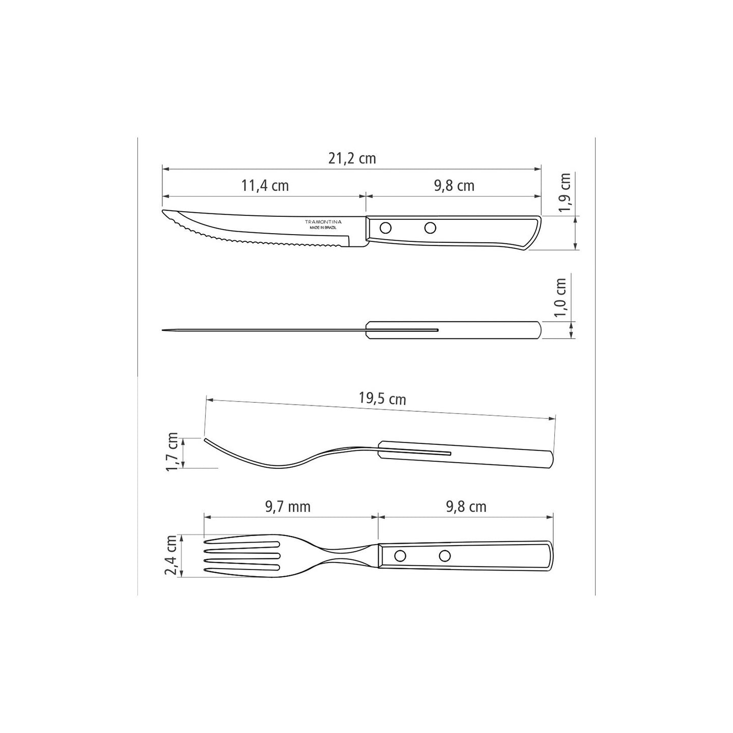 Tramontina Stainless Steel Barbecue Set 4pcs (Polywood)